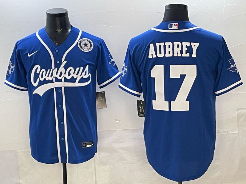 Men 2025 Nike Dallas Cowboys #17 Aubrey blue Joint Name Limited NFL Jersey 01